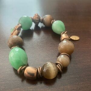 Elegant Green and Brown Beaded Bracelet
